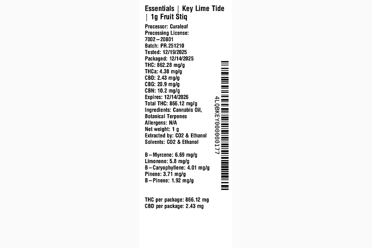 Key Lime Tide 1g Fruit Stiq by Essentials