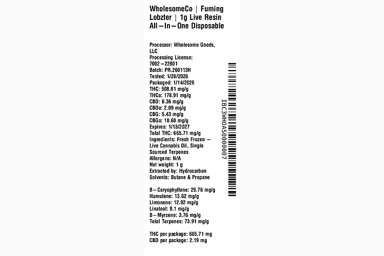 Fuming Lobzter by WholesomeCo