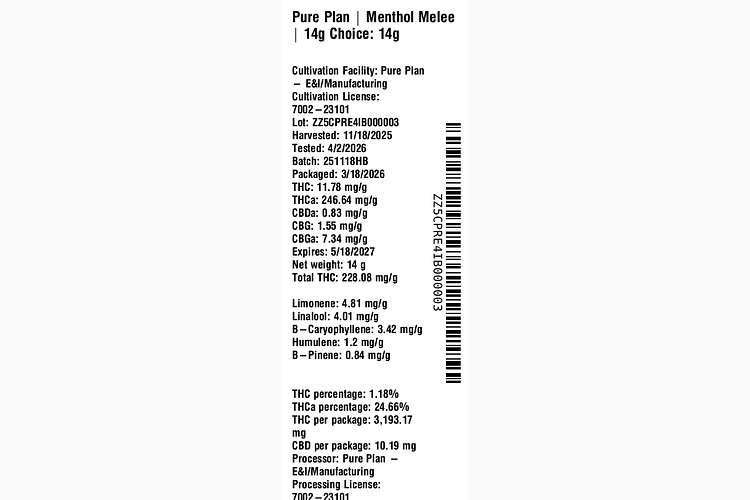 Menthol Melee by Pure Plan