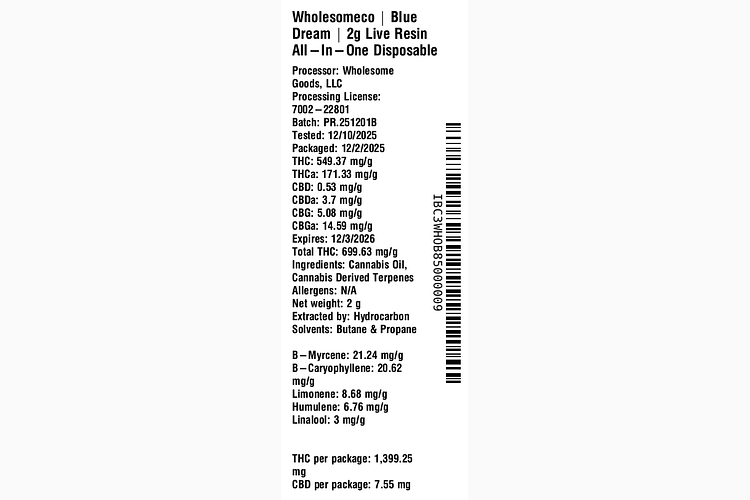 Blue Dream by WholesomeCo