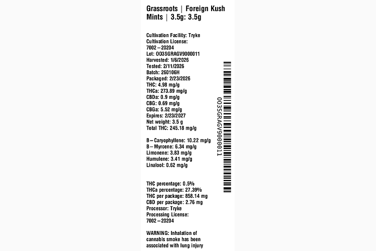 Foreign Kush Mints by Grassroots