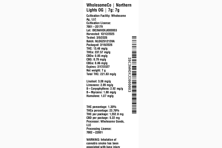 Northern Lights OG by WholesomeCo