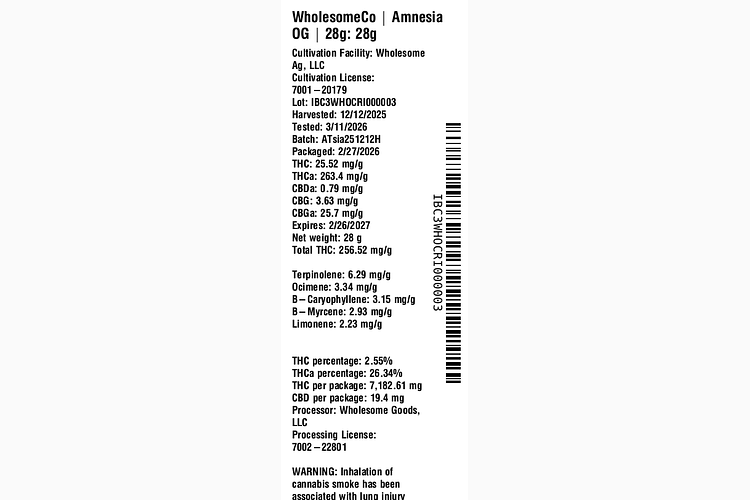 Amnesia OG by WholesomeCo