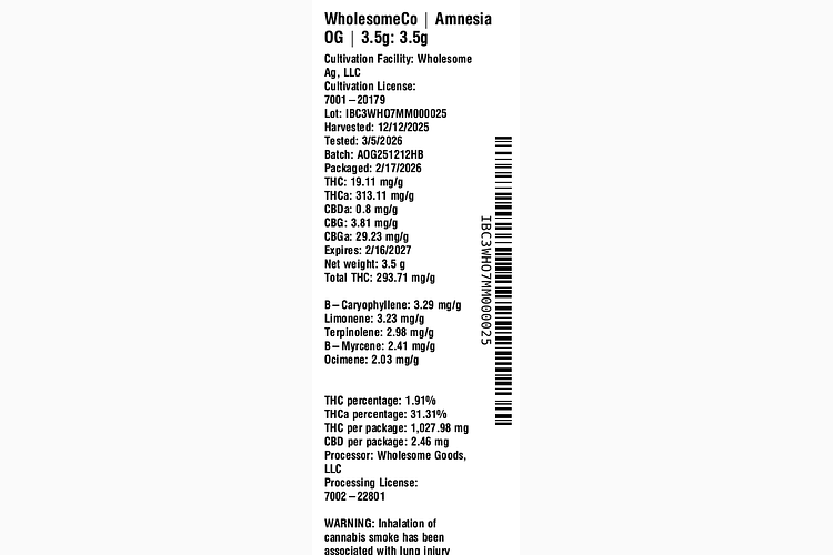 Amnesia OG by WholesomeCo