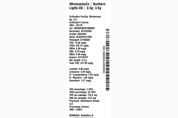 Northern Lights OG by WholesomeCo