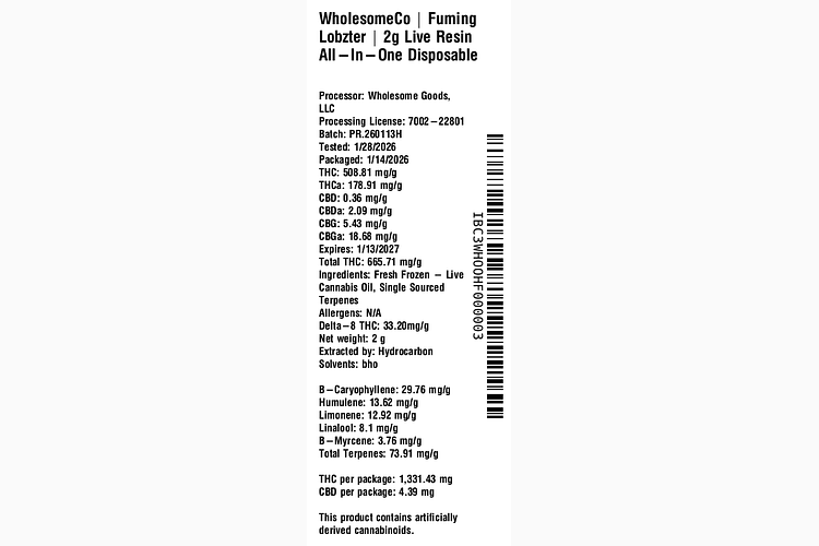 Fuming Lobzter by WholesomeCo