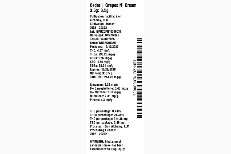 Grapes N' Cream 3.5g by Cedar