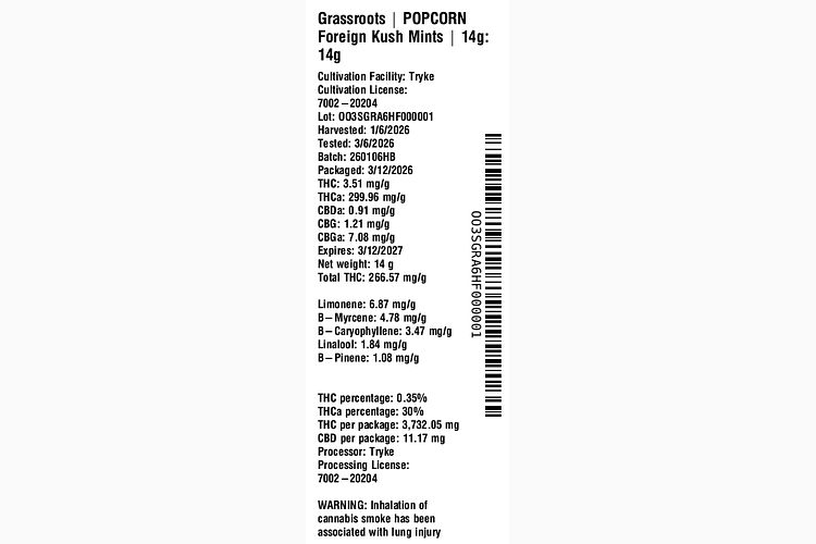 Foreign Kush Mints by Grassroots