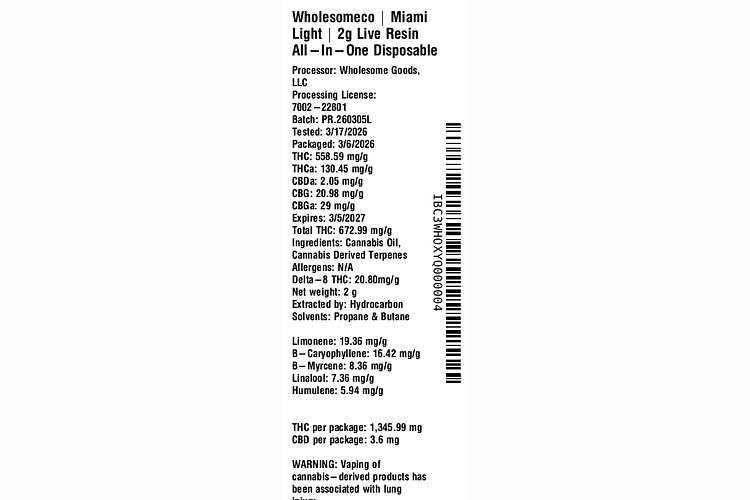 Miami Light by WholesomeCo