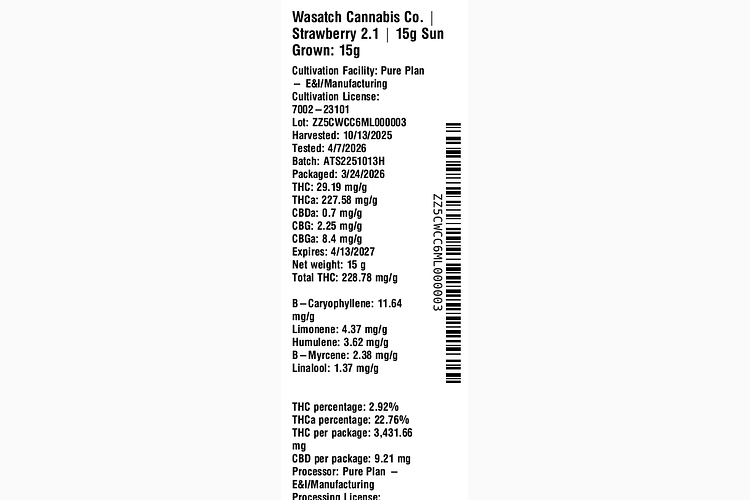 Strawberry 2.1 by Wasatch Cannabis Co.