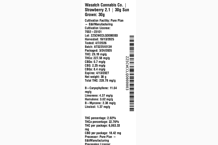 Strawberry 2.1 by Wasatch Cannabis Co.