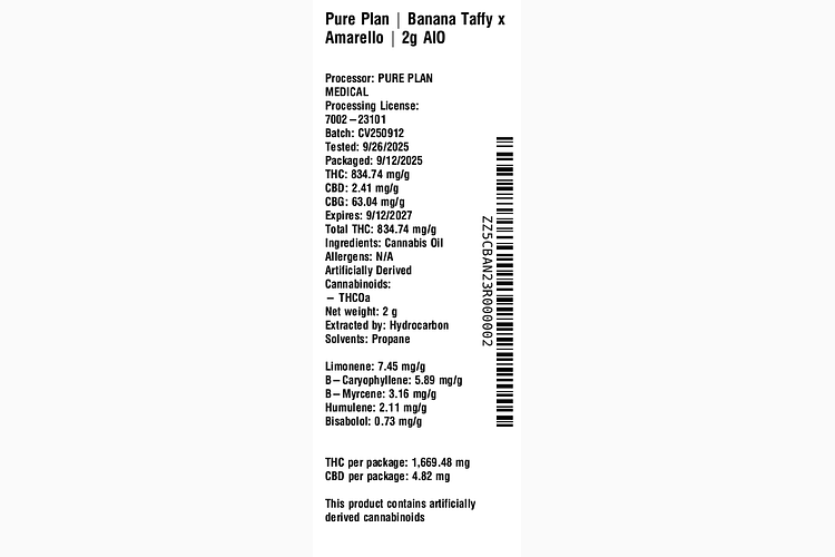 Banana Taffy x Amarello by Pure Plan