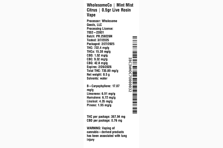 Mint Mist Citrus by WholesomeCo