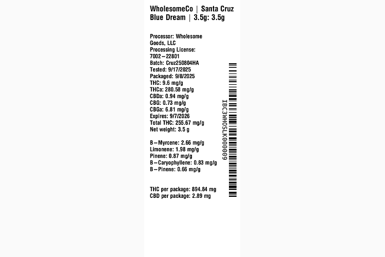 Santa Cruz Blue Dream by WholesomeCo