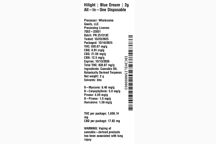 Blue Dream 2g All-In-One Disposable by Hilight