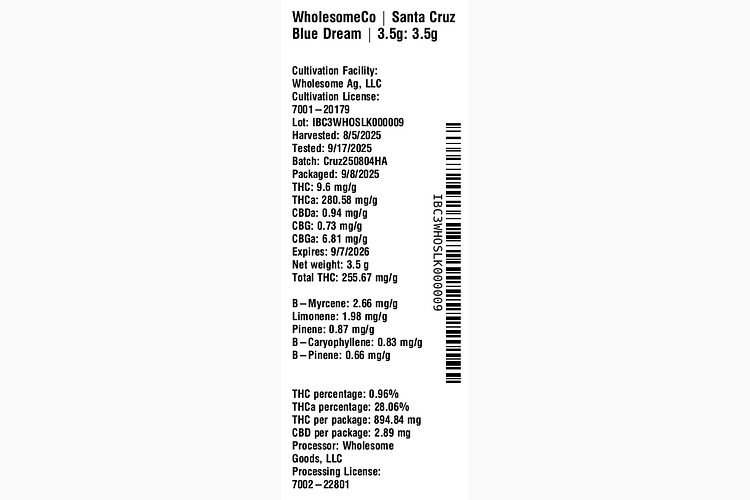 Santa Cruz Blue Dream by WholesomeCo