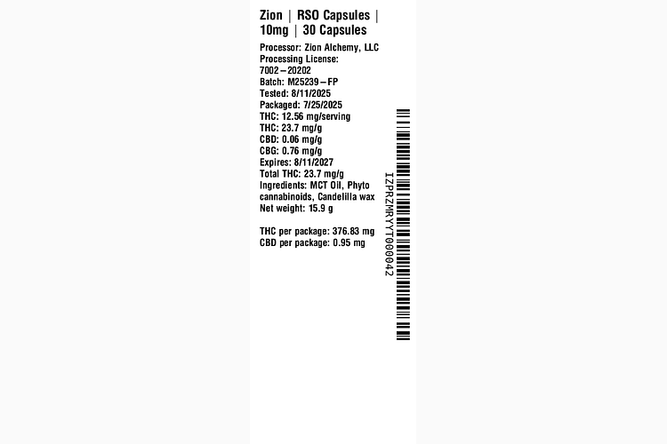 RSO Capsules by Zion