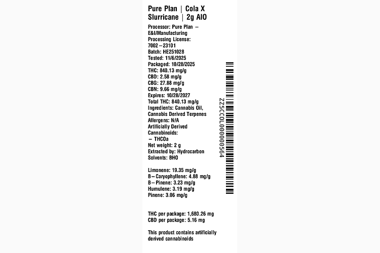 Cola X Slurricane by Pure Plan