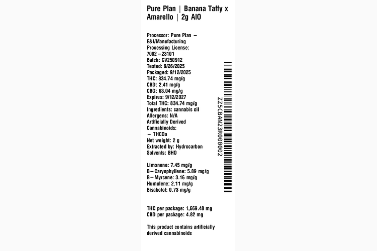 Banana Taffy x Amarello by Pure Plan