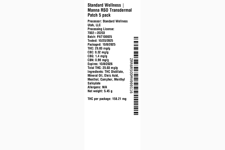 Manna RSO Transdermal Patch by The Standard
