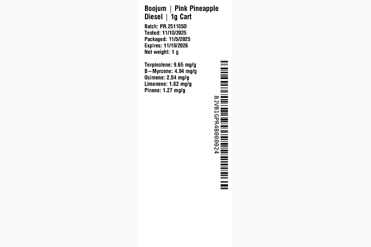 Pink Pineapple Diesel 1g Cart by Boojum