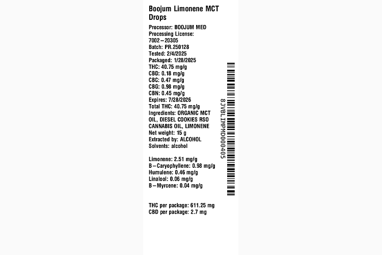 Limonene MCT Drops by Boojum
