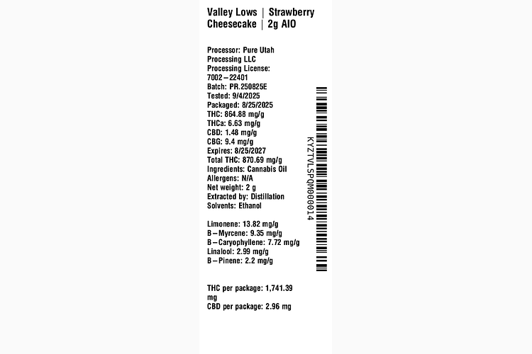 Strawberry Cheesecake by Valley Lows