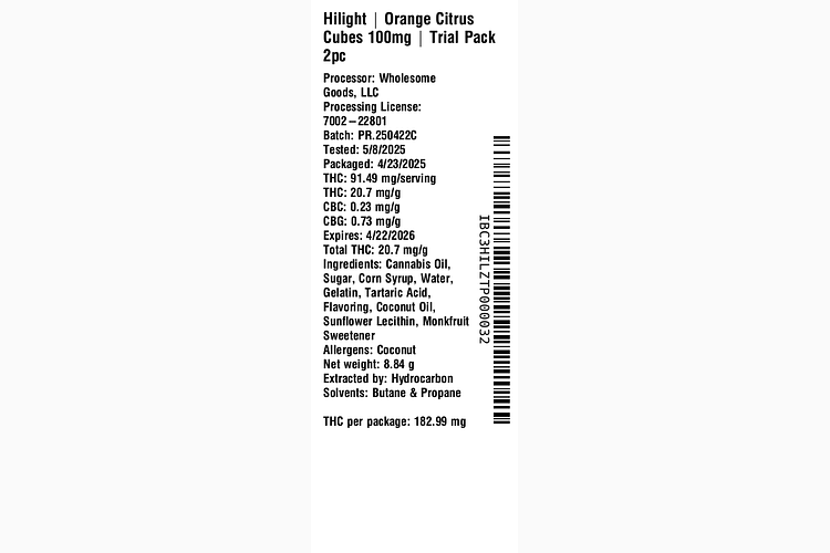 Orange Citrus Cubes 100mg by Hilight