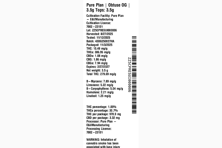 Obtuse OG by Pure Plan