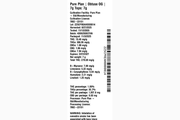 Obtuse OG by Pure Plan