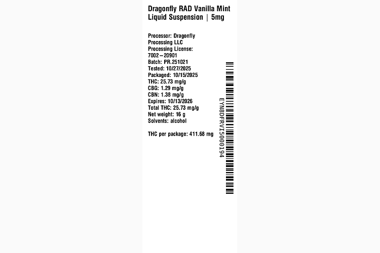 RAD Vanilla Mint Liquid Suspension by Dragonfly