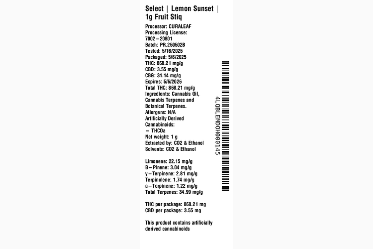 Lemon Sunset Fruit Stiq by Select