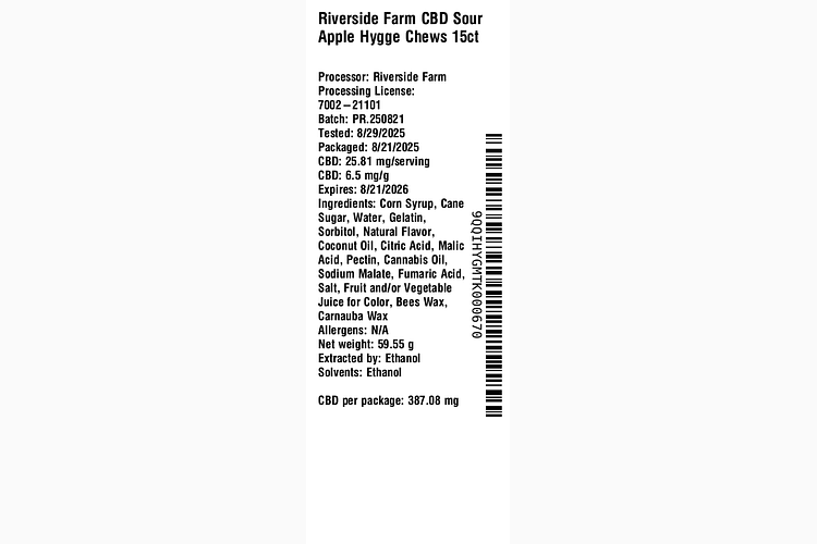 CBD Sour Apple Hygge Chews by Riverside Farm