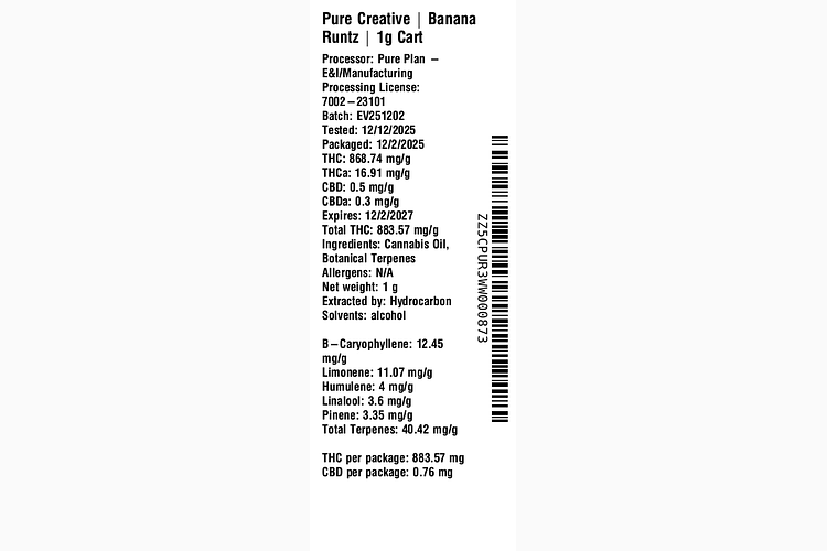 Banana Runtz by Pure Plan