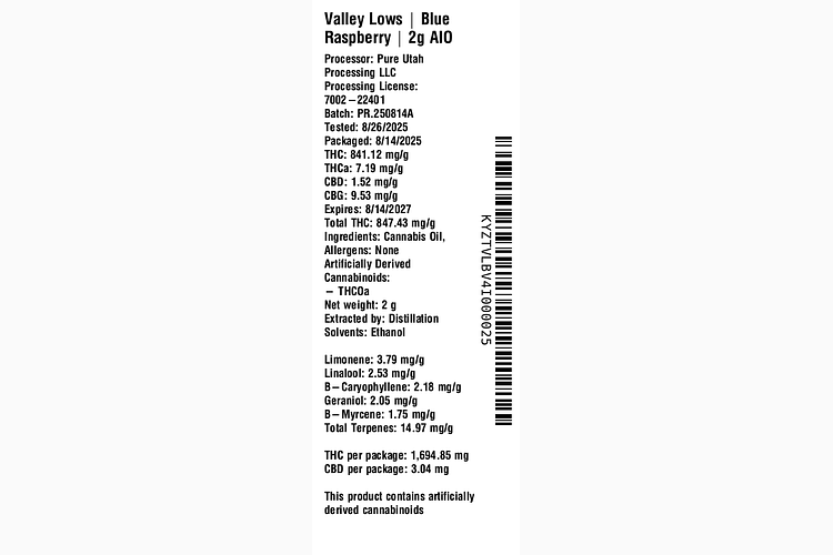 Blue Raspberry by Valley Lows