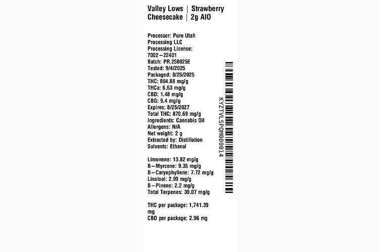 Strawberry Cheesecake by Valley Lows