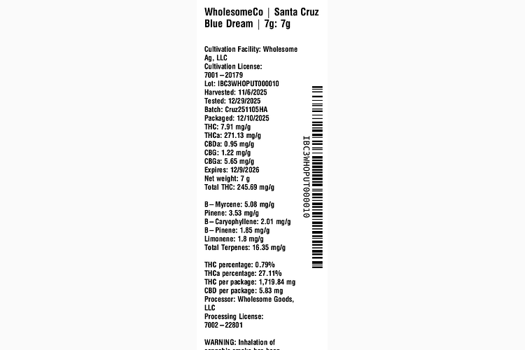 Santa Cruz Blue Dream by WholesomeCo