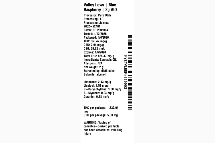 Blue Raspberry by Valley Lows