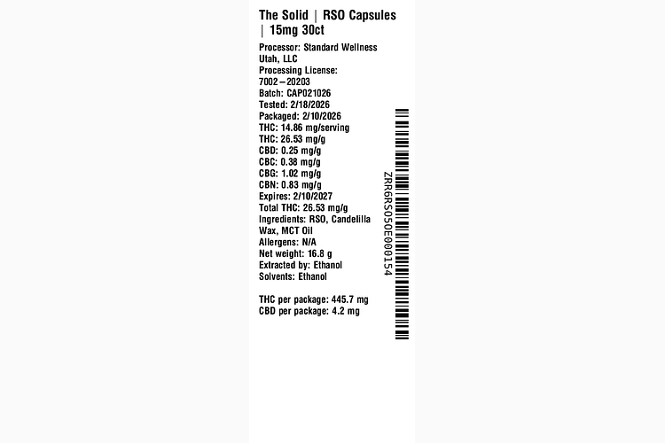 RSO Capsules Standard Dose 30ct by The Solid