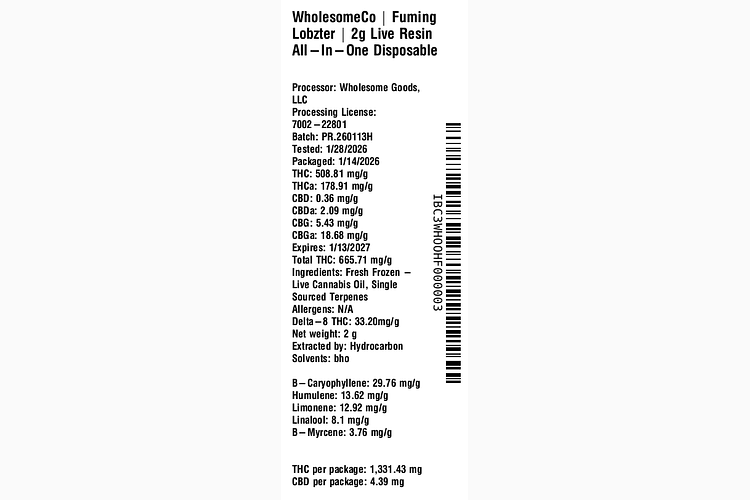 Fuming Lobzter by WholesomeCo