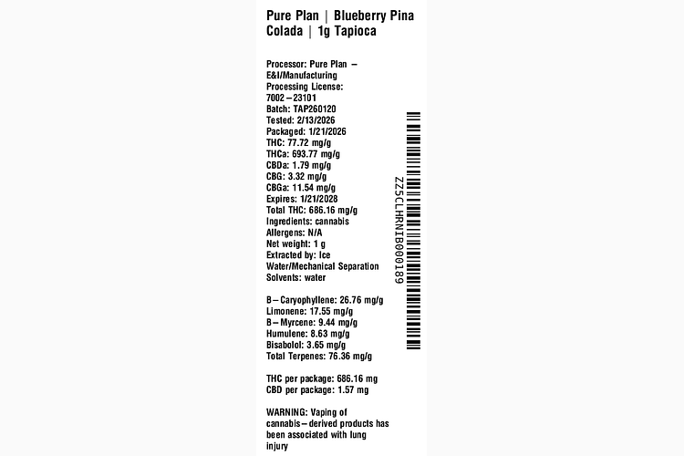 Blueberry Pina Colada by Pure Plan