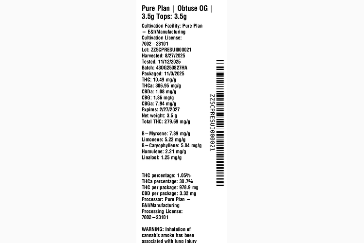 Obtuse OG by Pure Plan