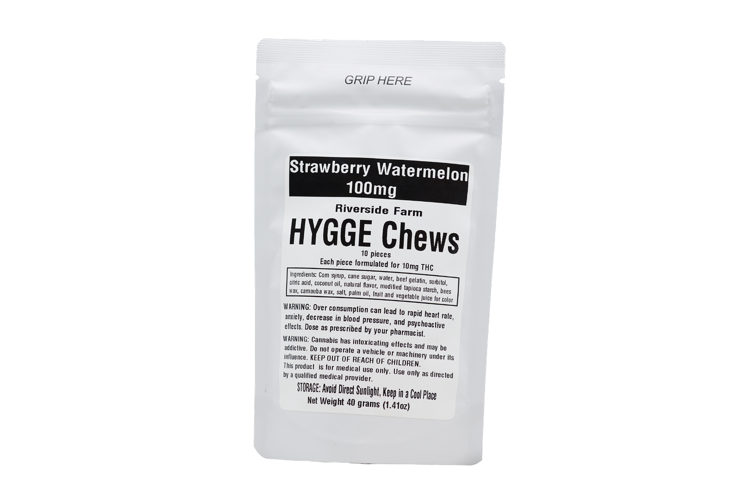 Riverside Farm Strawberry Watermelon Hygge Chews 100mg THC WholesomeCo